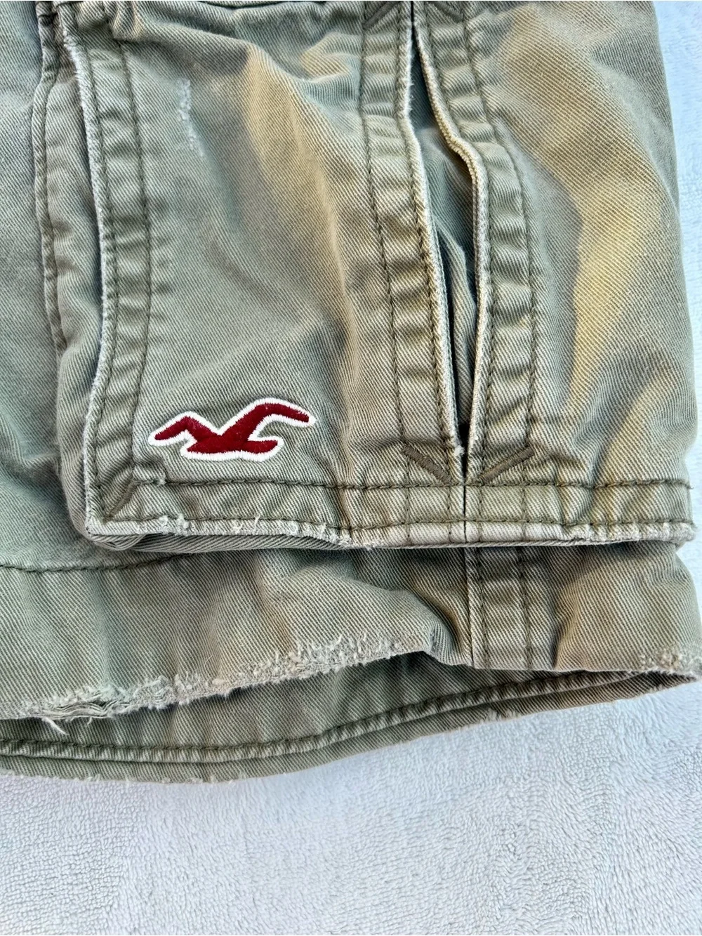 Vintage Hollister Cargo Shorts Buttonfly Olive Green Olive Sz.32 Distressed
